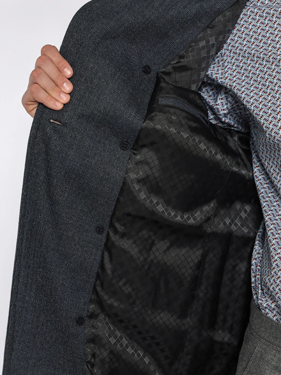 Серый двубортное пальто из шерсти